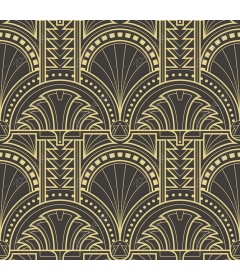  Elegant pattern in the style of art Deco in black and gold color