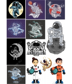 Set of adventures astronaut