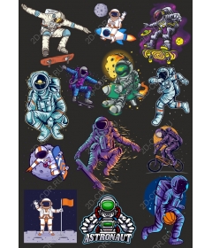 Set of adventures astronaut