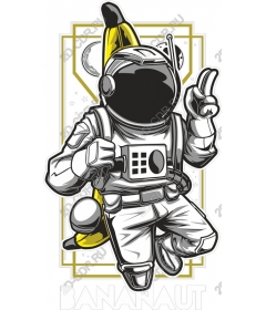 Playful astronaut in a banana hat