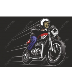 Dynamic vintage motorcycle rider