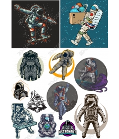 Set of astronauts and space clipart