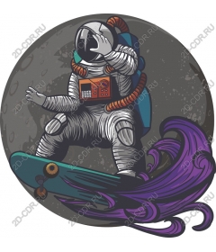 Space astronaut skateboarder