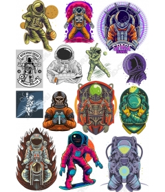 Set of clip art "the adventures of astronaut"