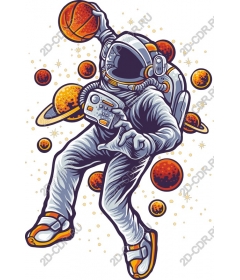 The adventure of an astronaut in basketball