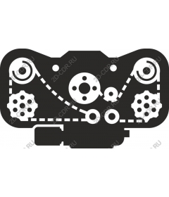 Timing belt and pulleys engine