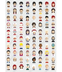 A diverse collection of avatars characters - 90 unique cliparts