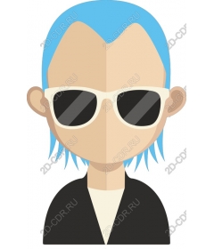  Fashionable character with blue hair