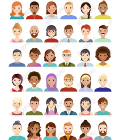 A diverse collection of characters - set of 48 avatar