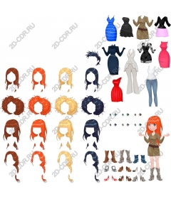 Fashionable collection of cartoon fashion