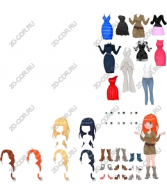 Fashion kit: dresses, hairstyles and accessories