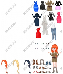 Fashionable character with outfits and accessories