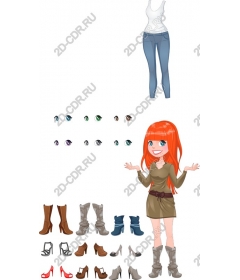  Custom fashionable character with outfits and accessories
