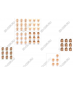  Charming set of heads of the characters
