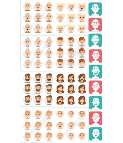  A set of expressive faces of the characters