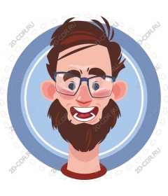 Cheerful bearded character