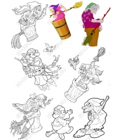 Set of Witch and Wizard