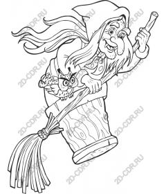 Whimsical witch on a broom