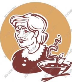  Charming Granny with a bowl of soup