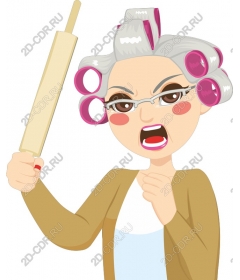 Animated grandma with a rolling pin