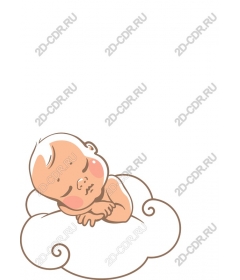 Sleeping baby on cloud