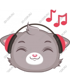  Happy cat in headphones