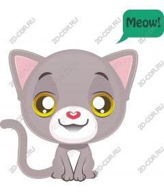  Adorable cartoon cat with speech bubble - meow!