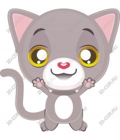  Cute cartoon gray kitten