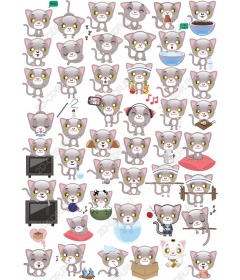 Set of cute clipart for cats - playful 80