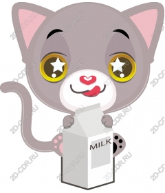  Cute grey kitten cartoon "Milk"