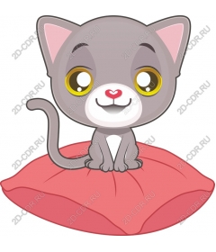  Charming grey cat on pink pillow