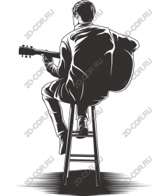 Guitarist sitting on a chair