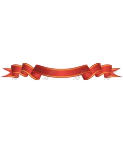  Bright banner with red ribbon