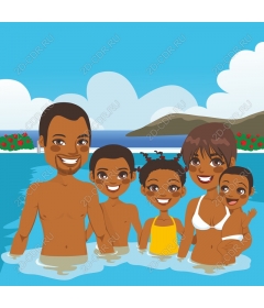  Happy family beach day