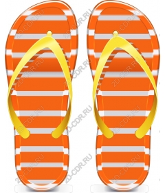  Bright orange striped flip-flops