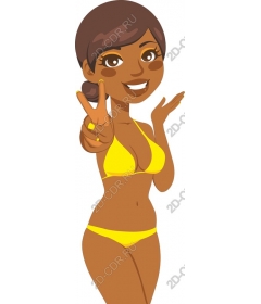 Summer vibes: happy woman in yellow bikini