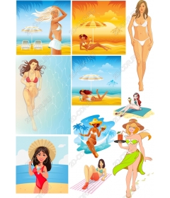 Summer Vibes Bundle - набор пляжных клипартов