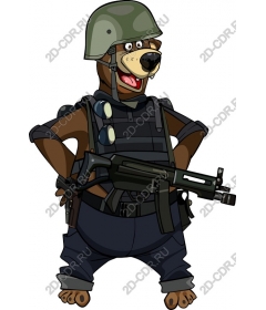  Bear cartoon-military