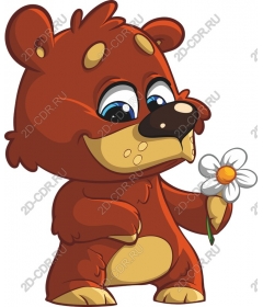  A cute bear holding a flower