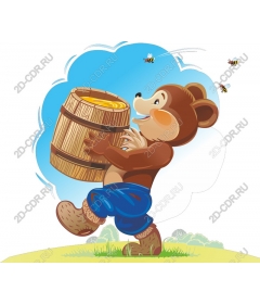  Adorable bear with barrel of honey