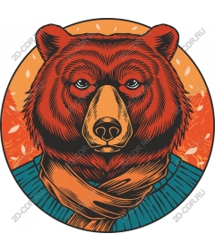  Cozy bear in a sweater and scarf