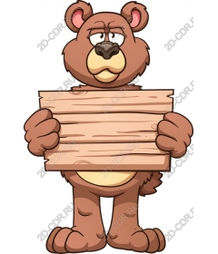  Cute cartoon bear with blank sign