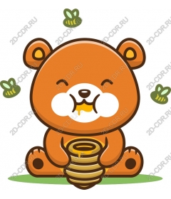  Cute cartoon bear with honey