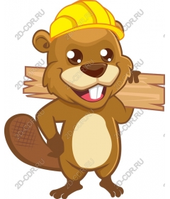 Merry beaver with logs