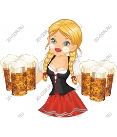 Pretty barmaid, spilling beer