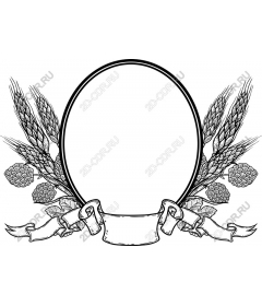 Vintage decorative frame with wheat and hops