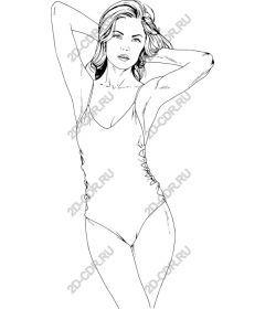  Elegant swimsuit Line Art
