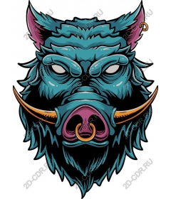 Head of a ferocious wild boar