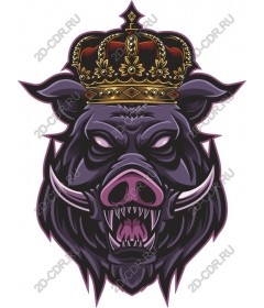 Majestic boar's head with crown