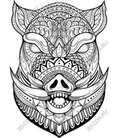  The mask Boar with an intricate pattern